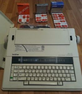 1988 BROTHER AX-15M ELECTRONIC TYPEWRITER with Case and Extras