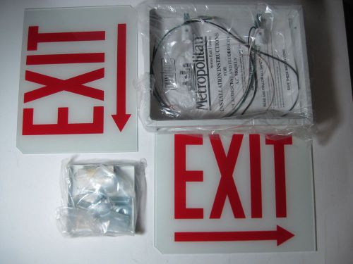 Dual light 11.5&#034; x 9&#034; glass red flourescent exit sign mdrwc-pm nib for sale