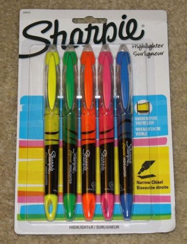Sharpie accent liquid highlighters - narrow chisel - assorted - 5 pack - 24575 for sale