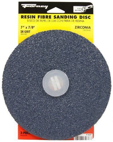 Forney 71637 Sanding Discs  Blue Zirconium with 7/8-Inch Arbor  7-Inch  24-Grit