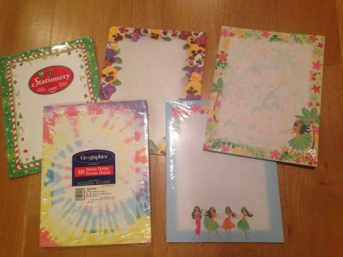 Lot of 230 Sheets 8.5X11 Asst&#039;d Xmas,Tropical,Tie Dye,Floral Computer Stationary