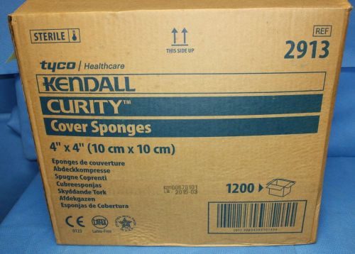 KENDALL CURITY 4&#034; x 4&#034; Cover Gauze Sponges Sterile 2913 Case of 1200 2015-03