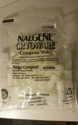 NALGENE CRYOWARE CRYOGENIC VIALS 5000-0020 QTY 25 NEW SEALED