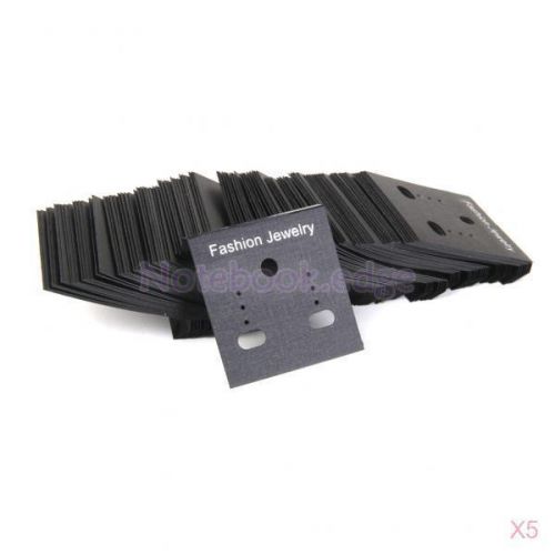 5x Pack 100Pcs Pro Plastic Earrings Ear Studs Holder Display Hang Cards Black
