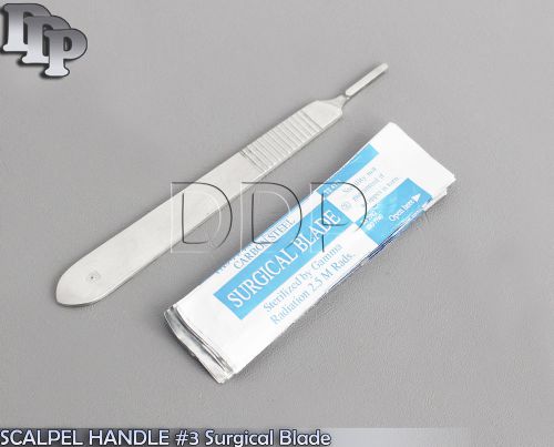 10 STERILE SURGICAL BLADES #10 #11 WITH FREE SCALPEL KNIFE HANDLE #3