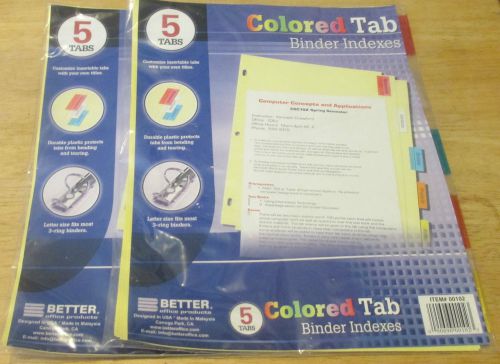 Two 5 packs of Colored Tab Insertable Binder Indexes