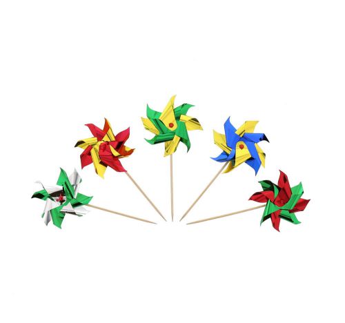 CiboWares 4&#034; Foil Pinwheel Party Picks, Assorted Colors, Pack of 24, BF-100SGQ