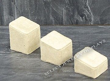 Beige Velvet 3pc Clip Ring Riser Set Jewelry Stand