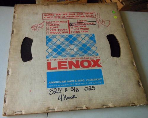 LENOX BANDSAW HOOK FLEX-BACK BLADE COIL 525t 525&#039;x3/8&#034; .025 4H HOOK INDUSTRIAL