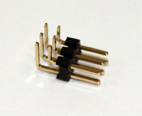5 pcs - 6 Pin Double Row Right Angle Header ( 2 x 3) 2.54mm sq. gold contacts,