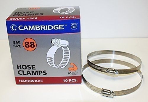 Cambridge sae size 88 worm gear hose clamps, 10 pcs/box. 1/2&#034; band size, min dia for sale