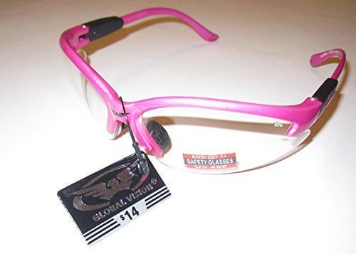 Global Vision Eyewear Pink Cougar Women Safety Glasses, Clear Lens