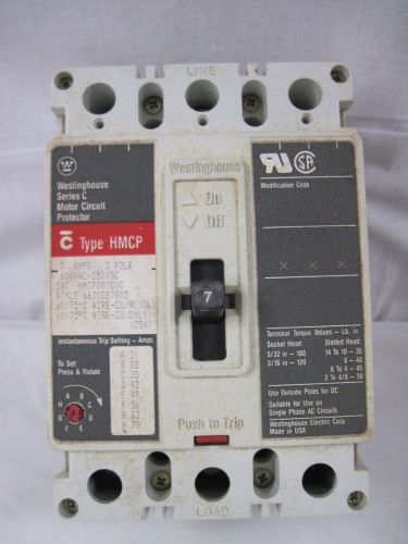 NOS Westinghouse Series C Motor Circuit Protector HMCP007C0C; 7 amps 3 pole..mz
