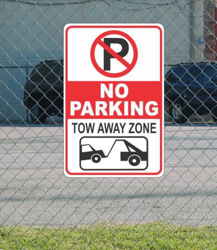 No Parking Tow Truck Car &amp; No Park Symbol Tow Away Zone METAL 12&#034;x18&#034; SIGN