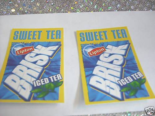 SWEET TEA Lipton BRISK ICE TEA Sticker 2 x 2-7/8  Set 2