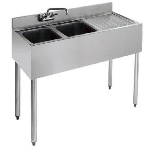 L&amp;J BAR1014-2R, 2-Compartment Bar Sink with Right Drainboard