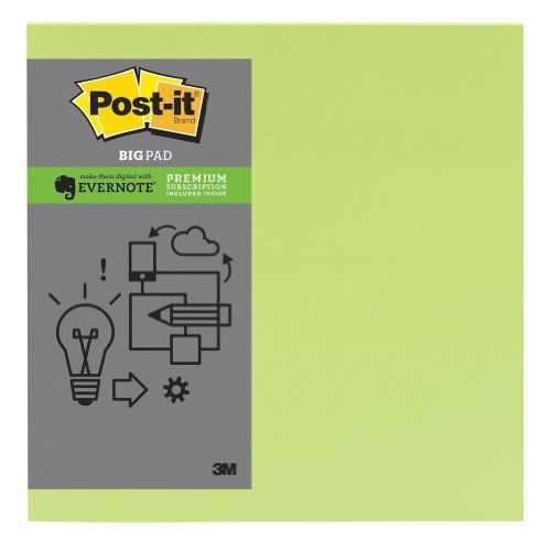 3M Post-it Big Pad Evernote Collection, 11 in x 11 in, Limeade, 30 Sheets/Pad