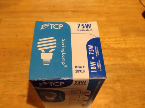One box of 12 new tcp 28918 springlamp 18w compact fluorescent light bulbs for sale