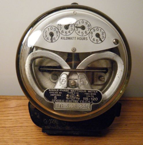 Vintage / Antique General Electric GE type I-16 Single Phase watt-hour Meter