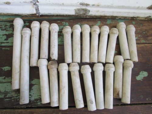 23 Old antique Ceramic Porcelain Tube electrical wiring Insulators