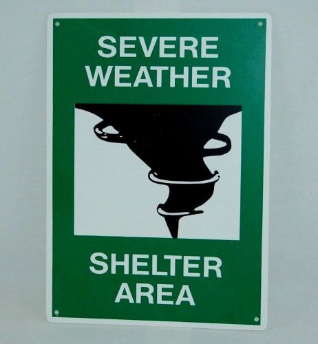 1990&#039;s severe weather shelter area graphic osha safety sign - retired for sale