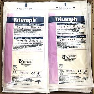 Medline Triumph Latex Surgical Surgeons Gloves Powder Free Size 8.5 Box of 58 Pr