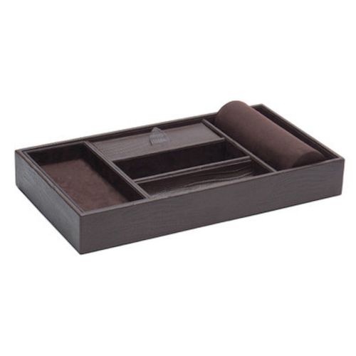 Wolf blake brown lizard leather valet tray with cuff and contrasting brown linin for sale