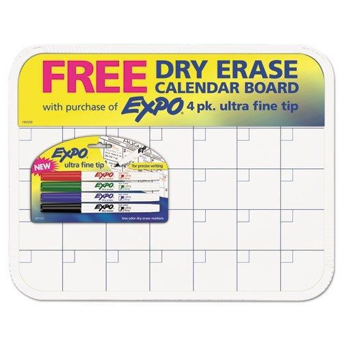 Expo Low-Odor Dry Erase Calendar Set, Ultra-Fine Tip, 5-Piece, Assorted Colors