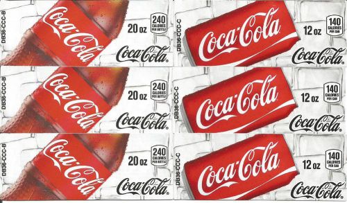 Vending Machine Label (6) Coke Coca Cola 20oz 12oz Bottle Can Tag
