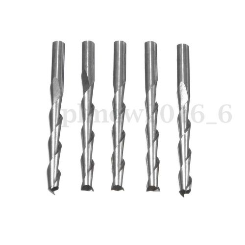 5x 3.175mm Carbide CNC Double Two Flute Spiral Bits End Mill Router 22mm Tool