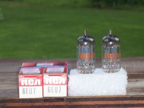 TESTED MATCHED NEW NOS MINT VINTAGE PAIR RCA 6EU7  LONG PLATE  SAME DATE GW TUBE