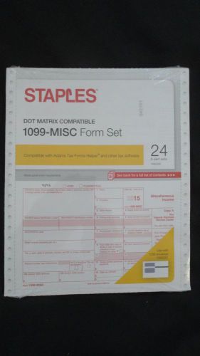 24 Count Pack of Staples 2015 Dot Matrix IRS Tax 1099-Misc 5-Part Form Sets