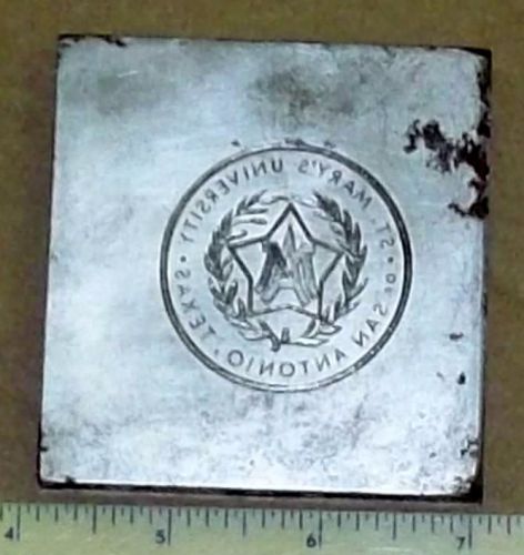 Steel Engraving &#034;St Mary&#039;s University&#034; seal, printing plate, Letterpriess