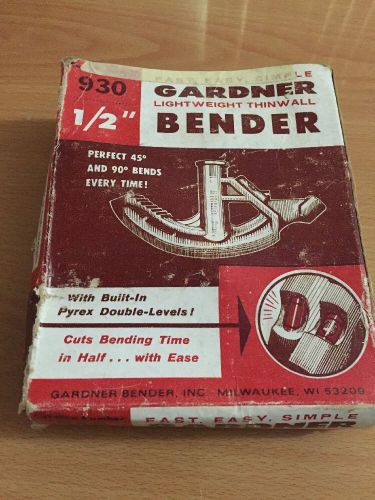 Gardner No. 930 1/2&#034; conduit bender Vintage New Old Stock