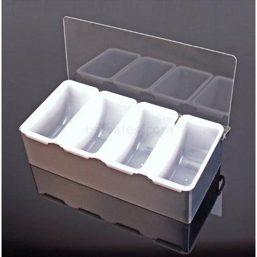 Condiment Caddy Dispenser Stainless Compartment Server Salad Bar Party Food Tray