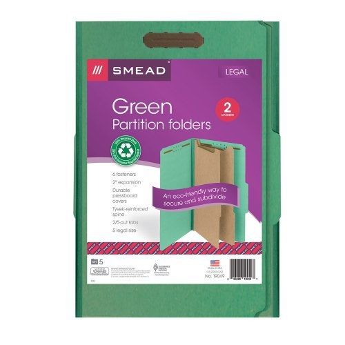 Smead 100% Recycled Pressboard Classification Folder, 2 Divider, 2&#034; Expansion,