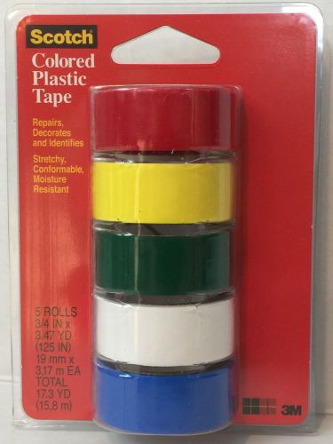 3m scotch red blue white yellow green colored plastic tape 3/4 &#034; x 125 &#034; 884-925 for sale