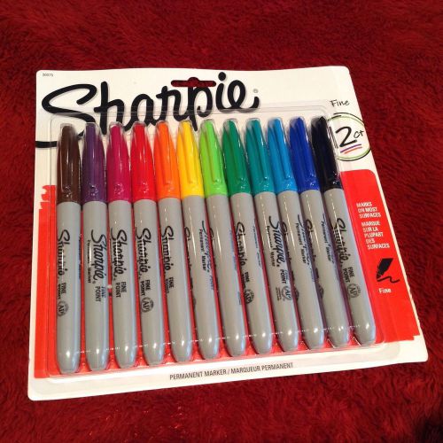 Sharpie Permanent Markers Fine Point 12 Assorted Colors Non Toxic Ink
