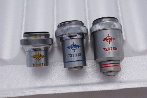 Swift microscope objective lens set 4X, 10X and 40X, made in Japan