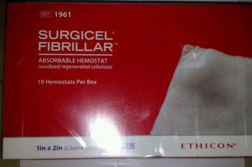 Surgicel Ethicon Absorbable Hemostat 1&#034;x2&#034; Fibrillar 1 Box/10each Exp 2018-10-31