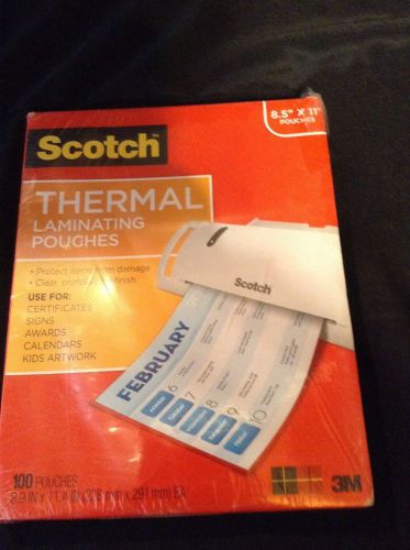 3M Scotch Thermal Laminating Pouches 100 Pieces 8.5&#034; X 11&#034; New And Sealed (B3)