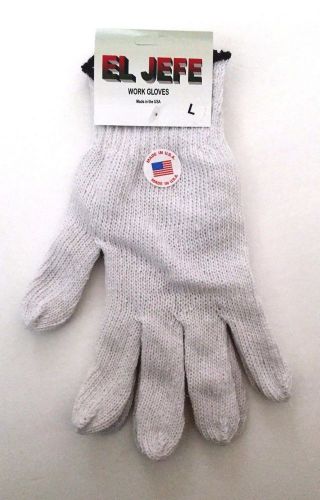 Made in USA 40 Pairs Header Card Bleached White Knit String Gloves Cotton Poly