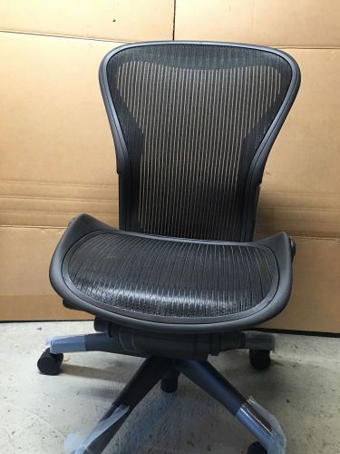 Herman Miller Aeron Chair Size B Medium Basic Model Graphite Frame No Arms