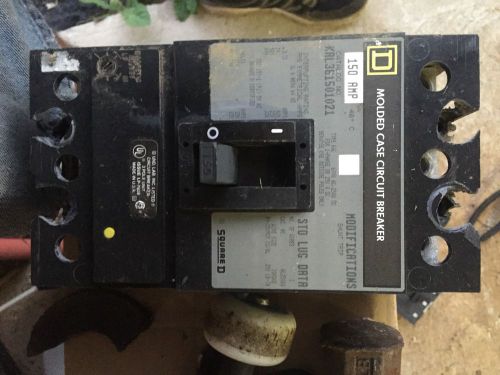 Used square d thermal-mag circuit breaker 150amp 600v kal361501021 w/shunt trip for sale