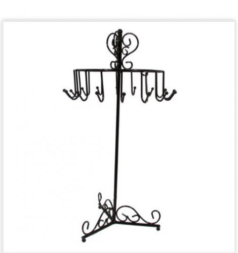 BLACK METAL STEEL JEWELRY NECKLACE TREE COUNTER DISPLAY STAND SPINNING HOLDER