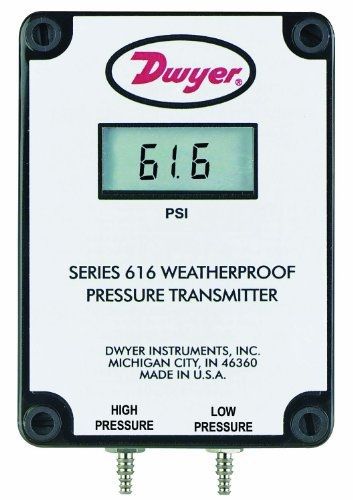 Dwyer Series 616W Differential Pressure Transmitter, 0-6&#034;WC Range with LCD