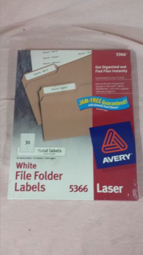 AVERY 5366 FILE FOLDER LABELS 1500 Label 50 Sheets Inkjet LaserJet 1/3 Cut White