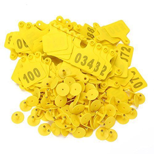BQLZR Yellow 1-100 Numbers Plastic Large Livestock Ear Tag for Cow Cattle Pack o