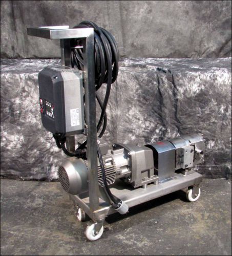 Flowtech unibloc-pd 400 rotary s/s lobe pump w/ nord 4hp motor &amp; ac inverter for sale