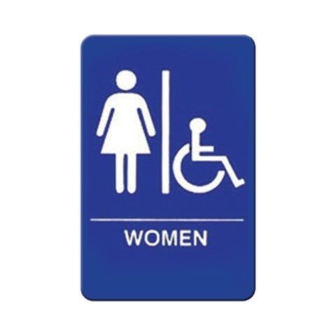 Winco SGN-651B, Information Sign, &#034;Women&#034;, 6&#034; x 9&#034;, Blue